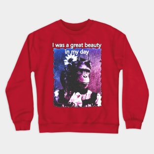 Funny Chimp Old Age Joke Design Crewneck Sweatshirt